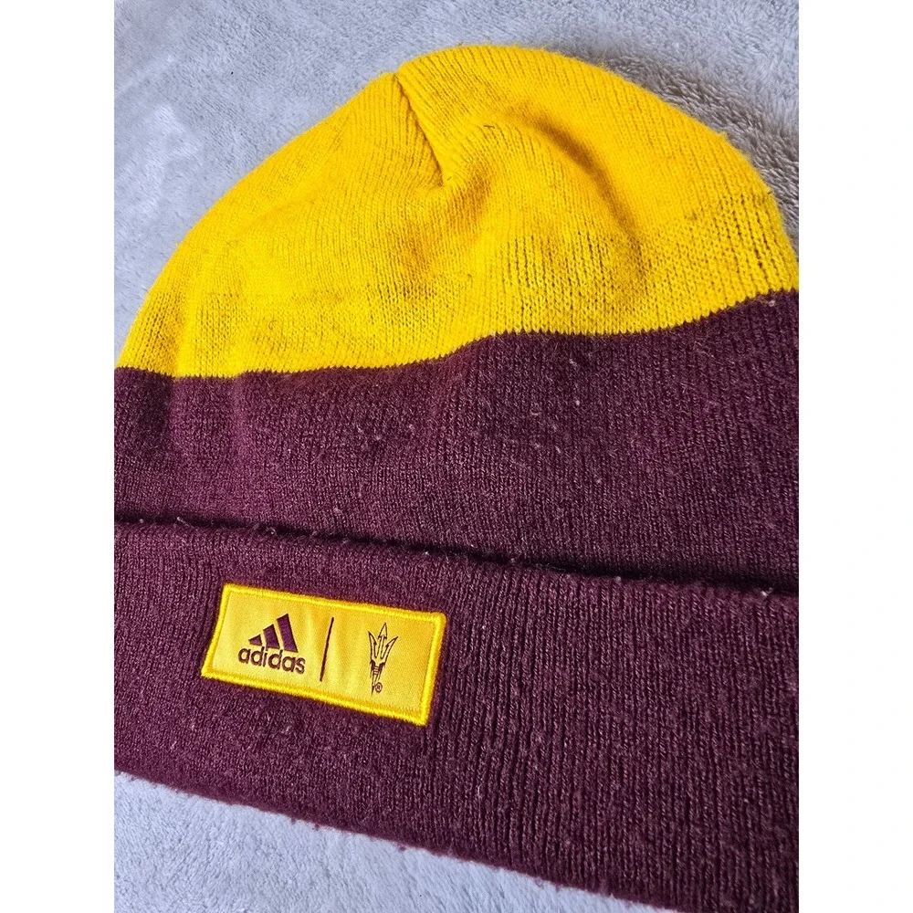 Adidas Arizona State Sun Devils Beanie Hat Knit Cap Gold Maroon One Size Pilling